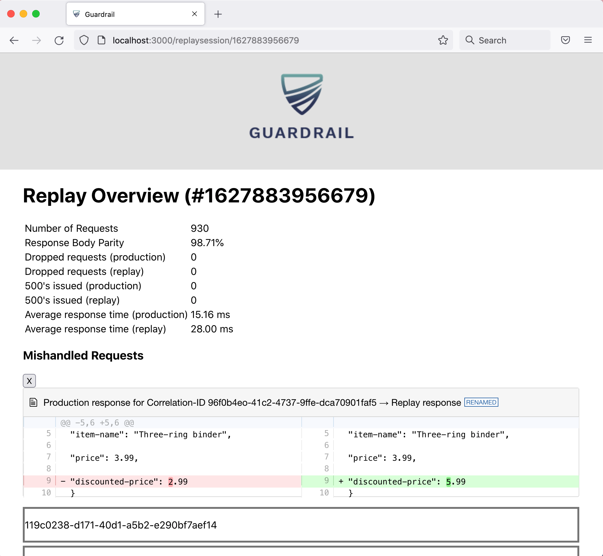 Guardrail report interface